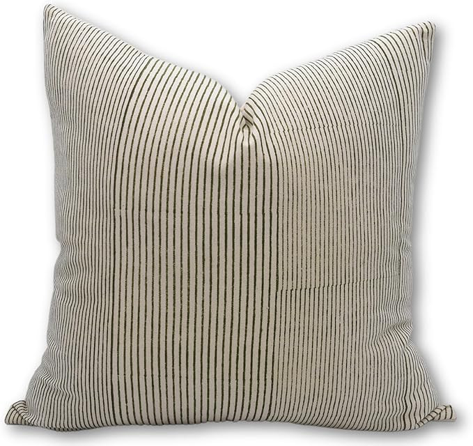 Fabritual Block Print Duck Canvas Cotton 22x22 Throw Pillow Covers, Handmade Pillow Covers for So... | Amazon (US)