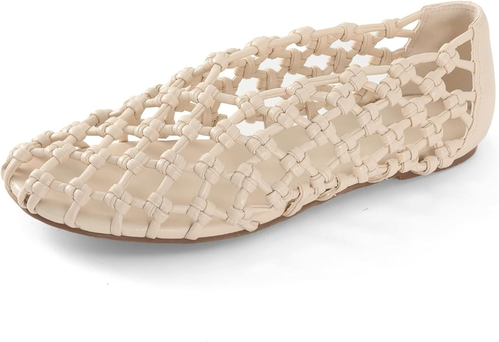 Mesh Ballet Flats for Women Faux Leather Mary Jane Shoes with Round Toe and Flat Heel for Casual ... | Amazon (US)