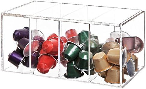 Deluxe Clear Acrylic 4 Compartment Hinge Lid Capsule Holder/Tea Bag Organizer Storage Box | Amazon (US)
