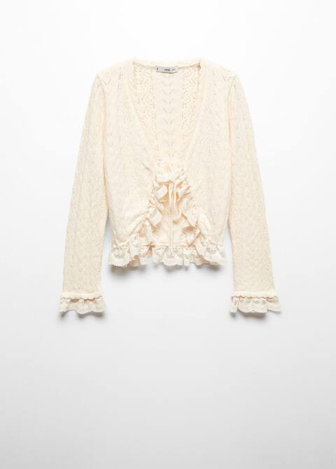 Ruffled knot cardigan - f foCardigans Women | Mango USA | MANGO (US)