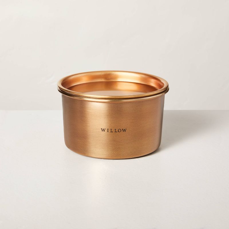 20oz Willow Lidded Metal Multi-Wick Candle Brass Finish - Hearth & Hand™ with Magnolia | Target