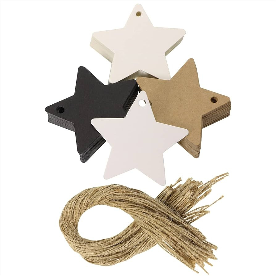 Tupalizy Star Gift Tags Blank Paper Hang Tags Labels with String for Gifts Bags Presents Bridal S... | Amazon (US)