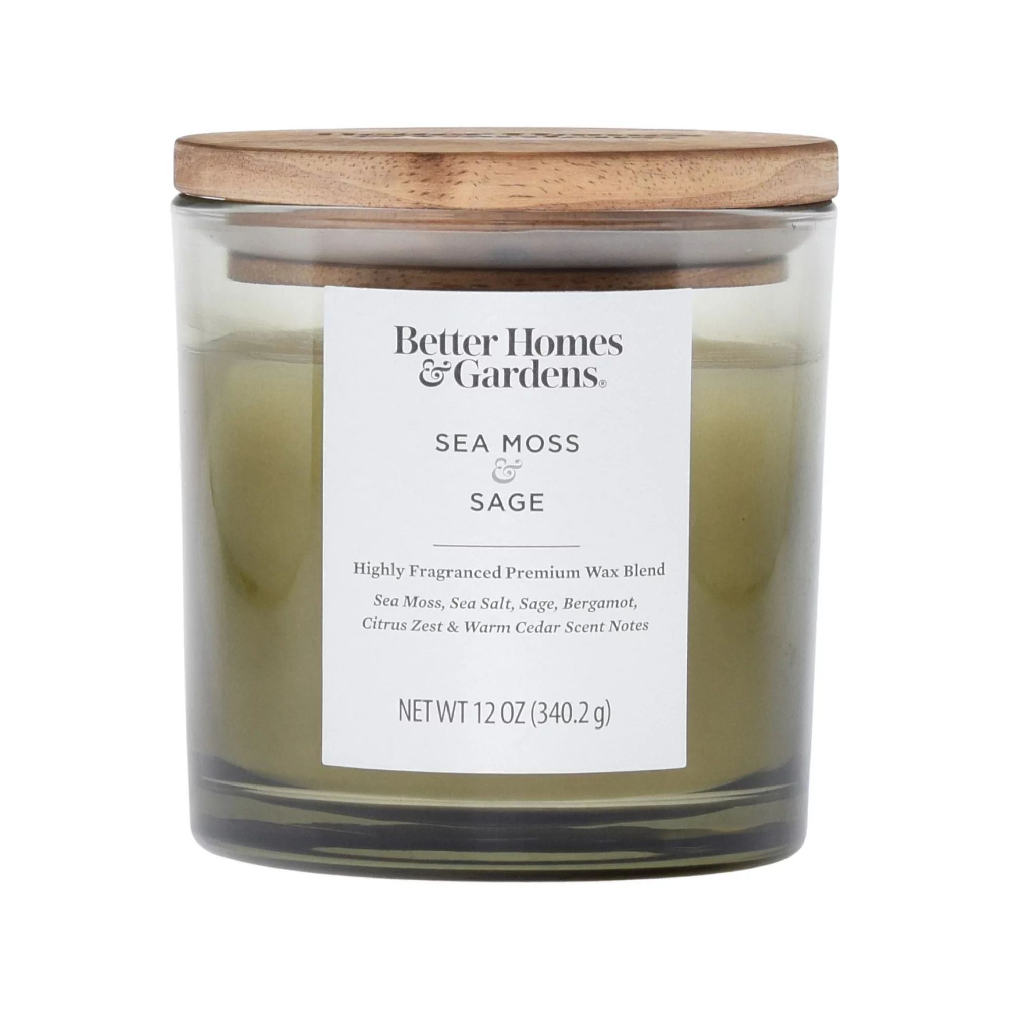 Better Homes & Gardens 12oz Sea Moss & Sage Scented 2-Wick Ombre Jar Candle | Walmart (US)