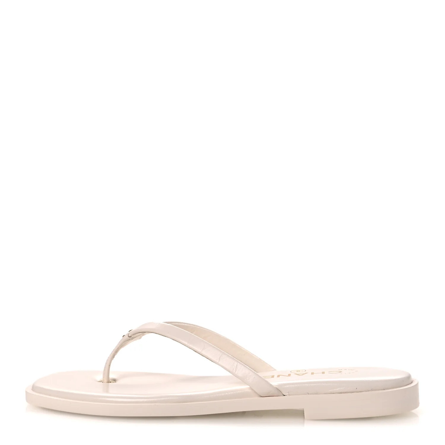 Chanel Goatskin CC Times Square Thong Sandals 35.5 White 1926699 | FASHIONPHILE (US)