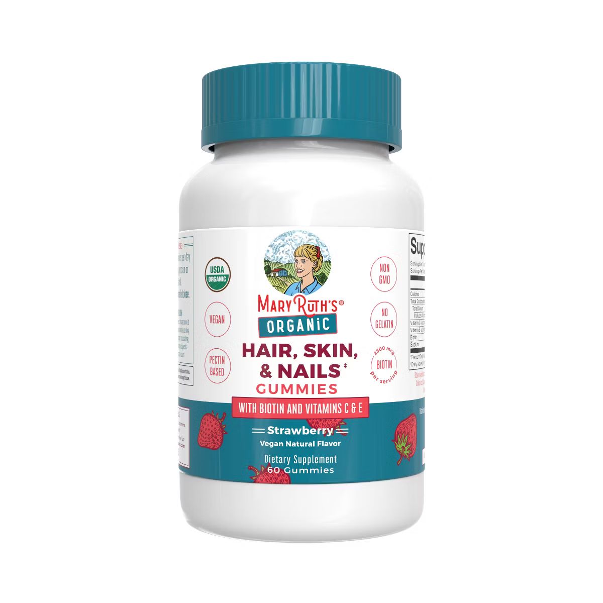 MaryRuth's Hair, Skin, & Nails Gummies, Strawberry, 60 ct, Org | Target