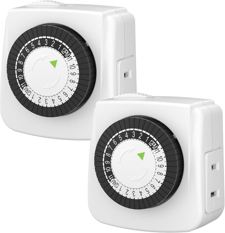 BN-LINK Indoor Timers Plug Mechanical 2 Prong 24-Hour Mini Lamp Timers 2 Pack, for Electrical Out... | Amazon (US)