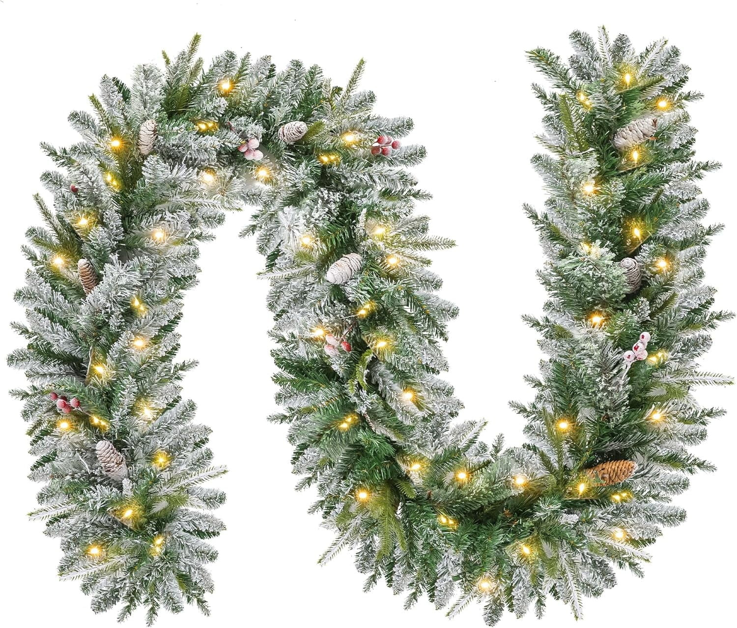 Nalone 9FT Pre-Decorated Christmas Garland with Lights, Battery Operated Outdoor Christmas Garlan... | Walmart (US)