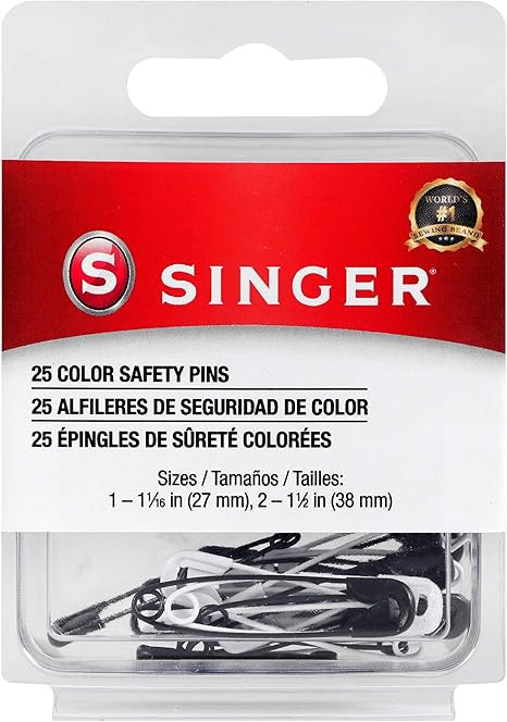SINGER 00296 Black and White Safety Pins, Assorted Sizes, 25-Count | Amazon (US)