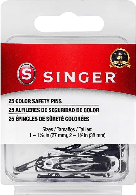 SINGER 00296 Black and White Safety Pins, Assorted Sizes, 25-Count | Amazon (US)