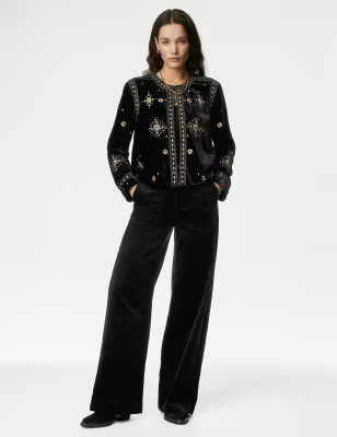 Velvet Embroidered Lightweight Jacket | Marks & Spencer (UK)