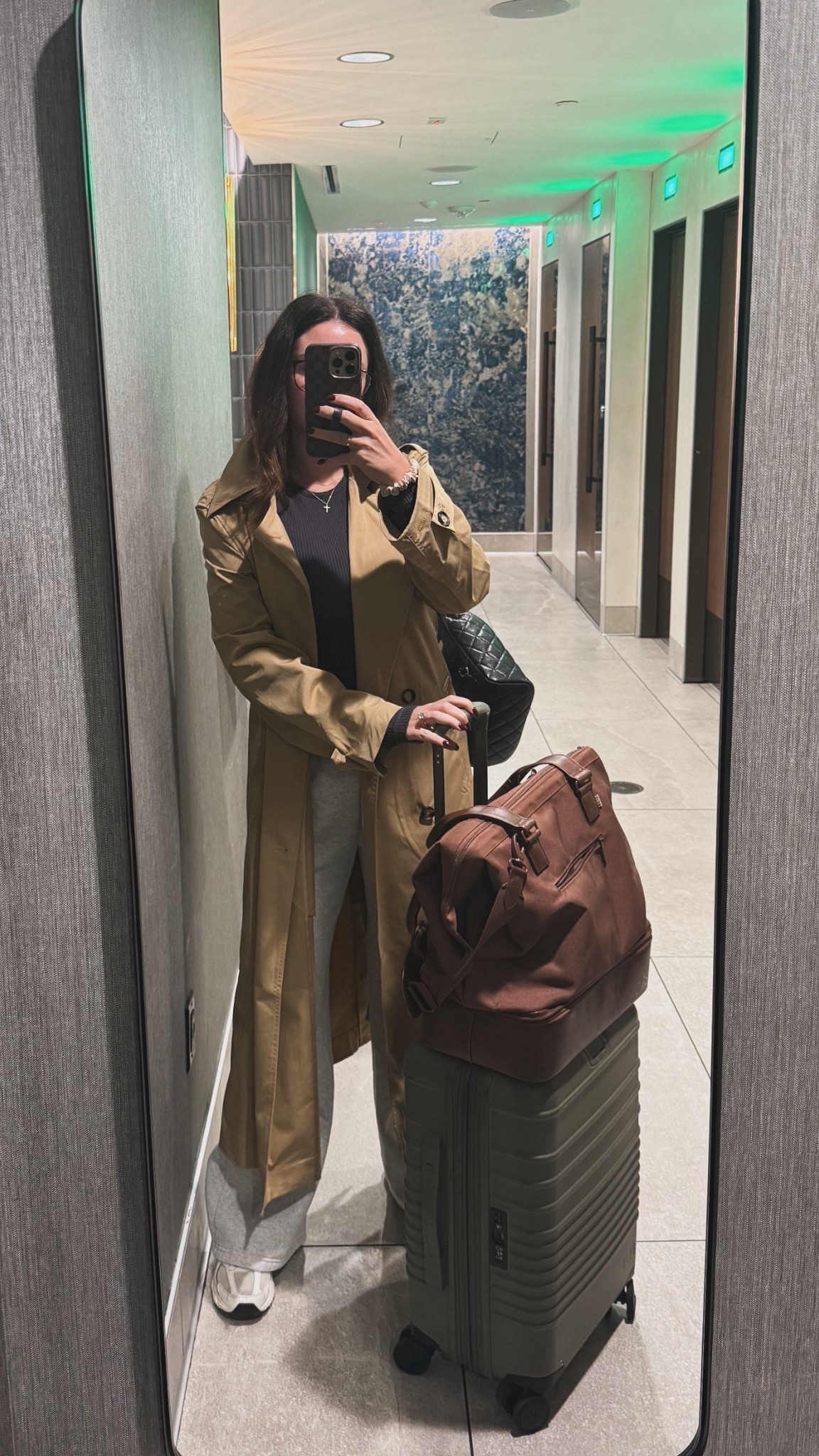 Travel OOTD 
Carry on luggage

Sweats - M
Trench - M
Sneakers TTS

#LTKHoliday #LTKGiftGuide #LTKTravel