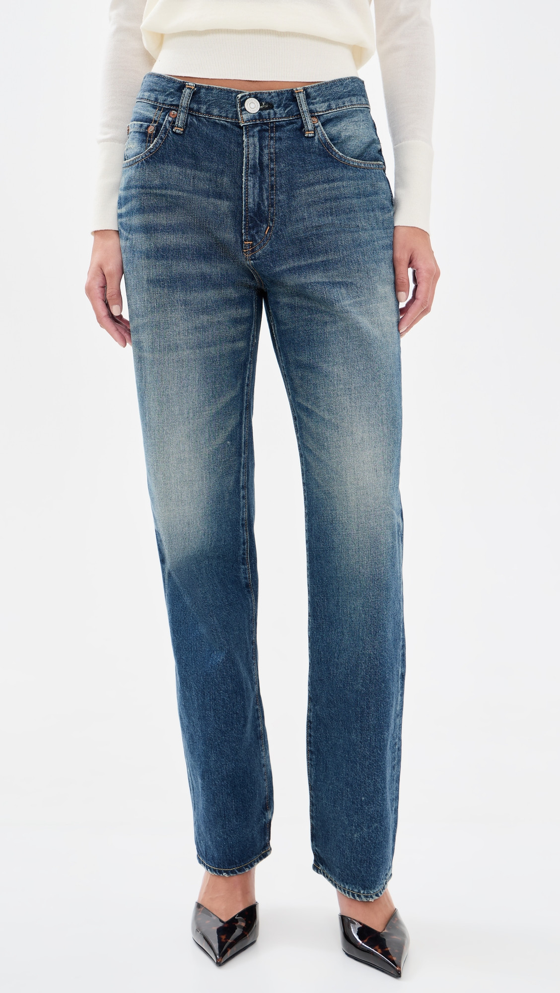 MOUSSY VINTAGE Leyden Straight Jeans Dark Blue 26 | Shopbop