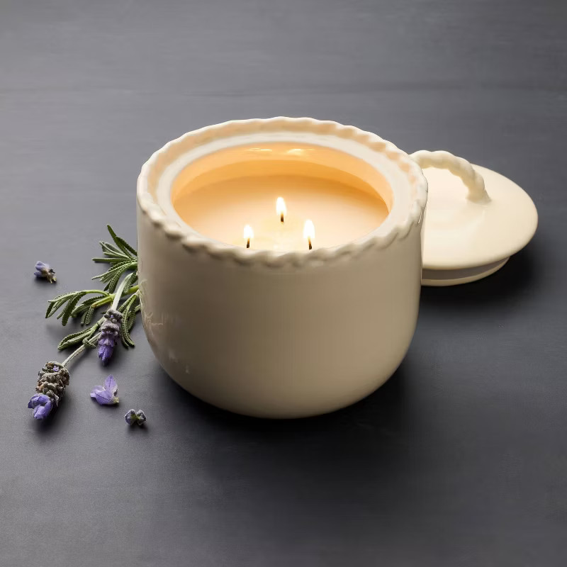 3-Wick 18oz Ceramic Jar Candle with Lid Lavender Blanc - Threshold™ designed with Studio McGee | Target