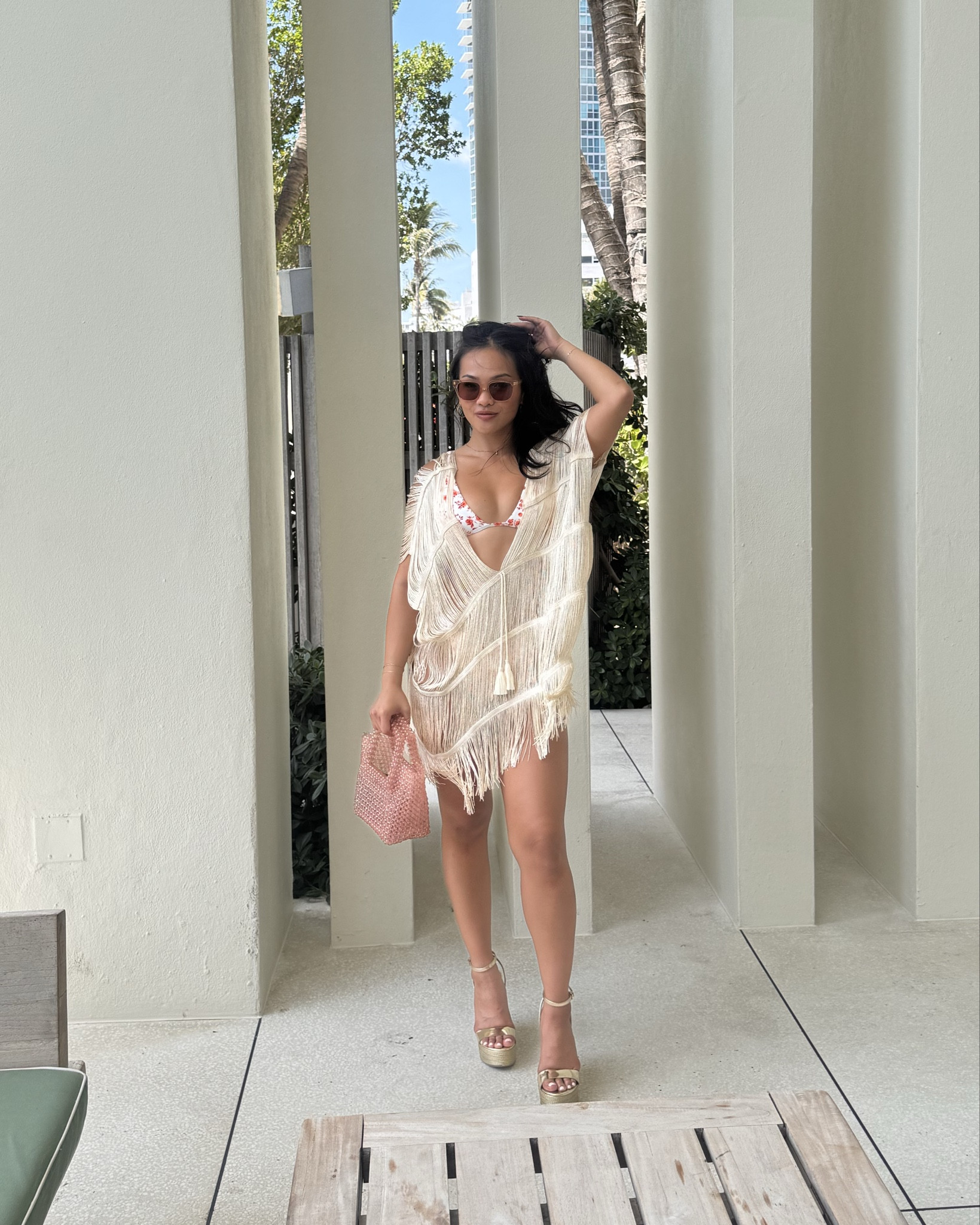 Swim week fit!!! 🤍☀️👙 

I’m in a size xs bikini from Monday swim! 

Coverup, travel, vacation outfit, bikini coverup, floral bikini, wedges, restart style 

#LTKSummerEdit #LTKSeasonal #LTKSwim