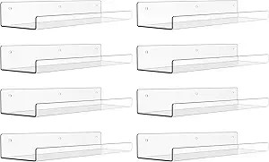 upsimples 8 Pack Acrylic Shelves for Wall Storage, 15" Floating Bookshelves for Kids, Display She... | Amazon (US)