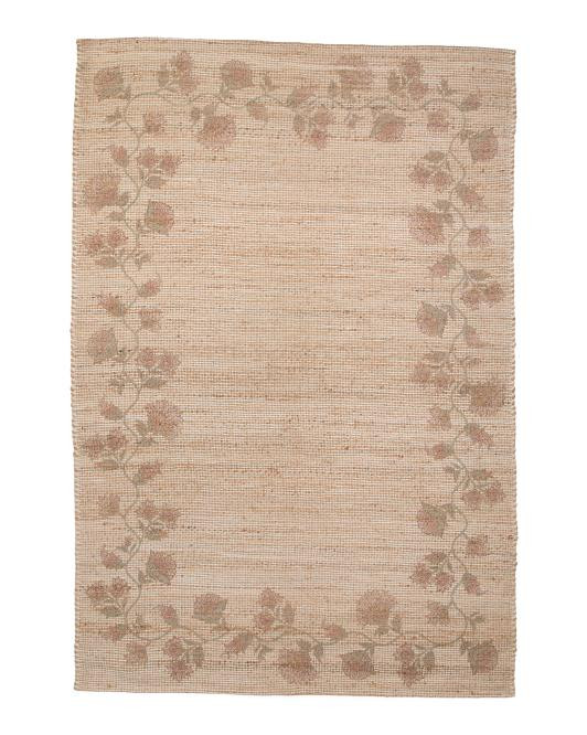 5x8 Jute Blend Hand Woven Floral Rue Area Rug | TJ Maxx