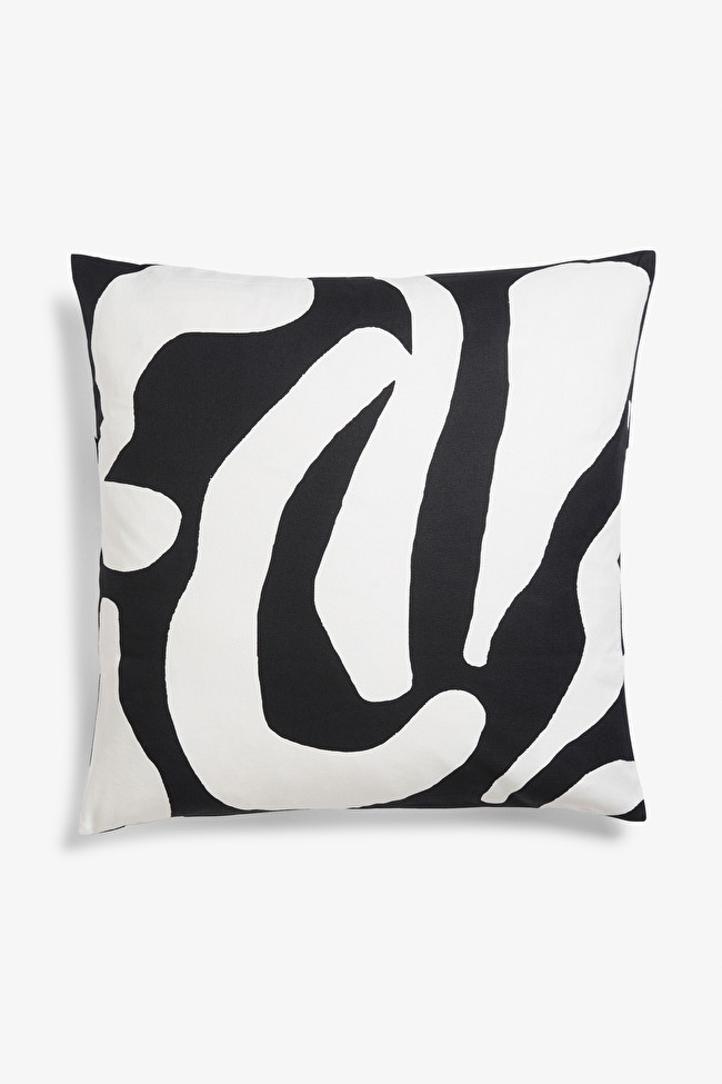 Black and white abstract pattern cushion cover | Monki
