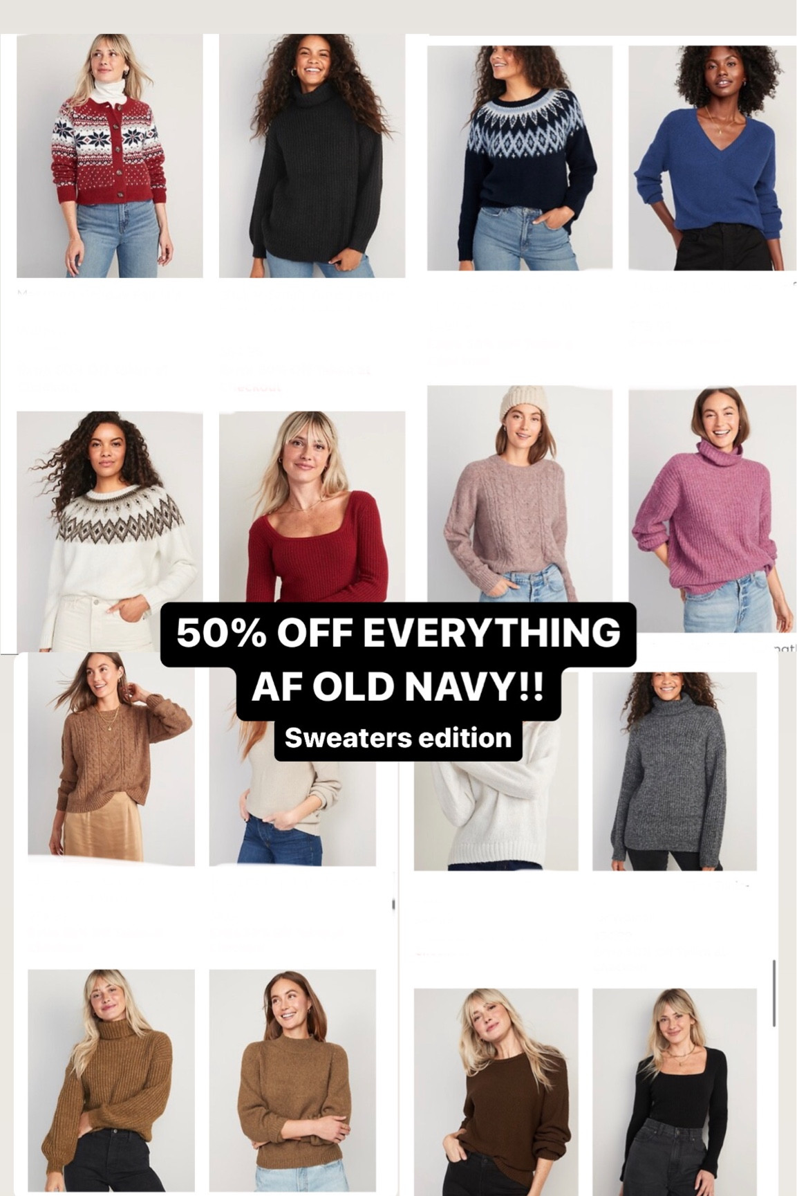 50% off EVERYTHING at Old Navy! 

#LTKunder50 #LTKunder100 #LTKsalealert