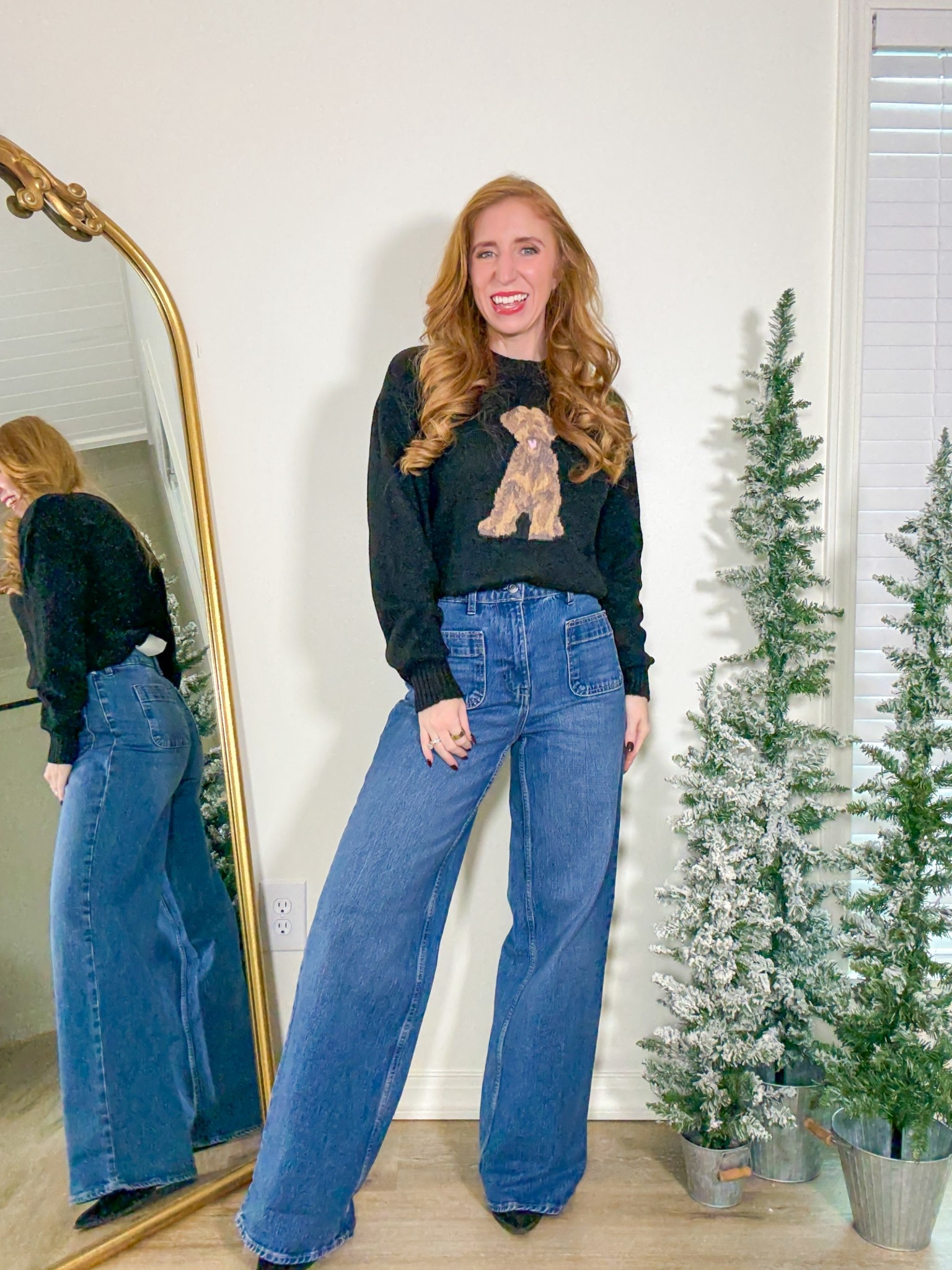 Casual winter outfit 

Love the dog sweater! Wearing my true size small. In a 4 in the jeans, but they are slightly big so exchanging for a 2. Im 5’3, 128lbs. 



Wife leg jeans 
Cozy style 
Cozy outfit 
Walmart style 
Walmart fashion 
Walmart outfit 



#LTKHoliday #LTKFindsUnder50 #LTKootd