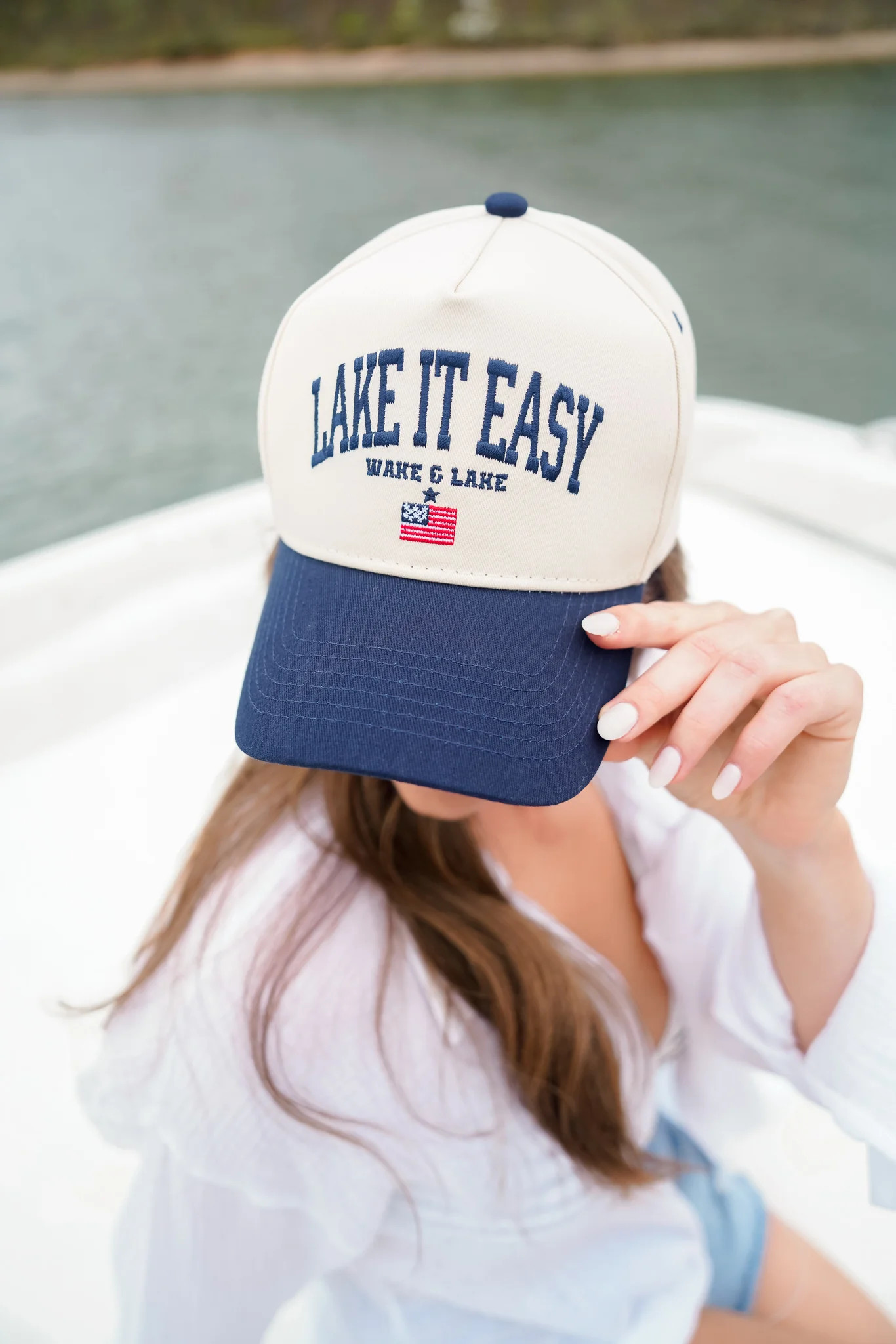 Lake it Easy - Navy Vintage Trucker Hat | KenzKustomz