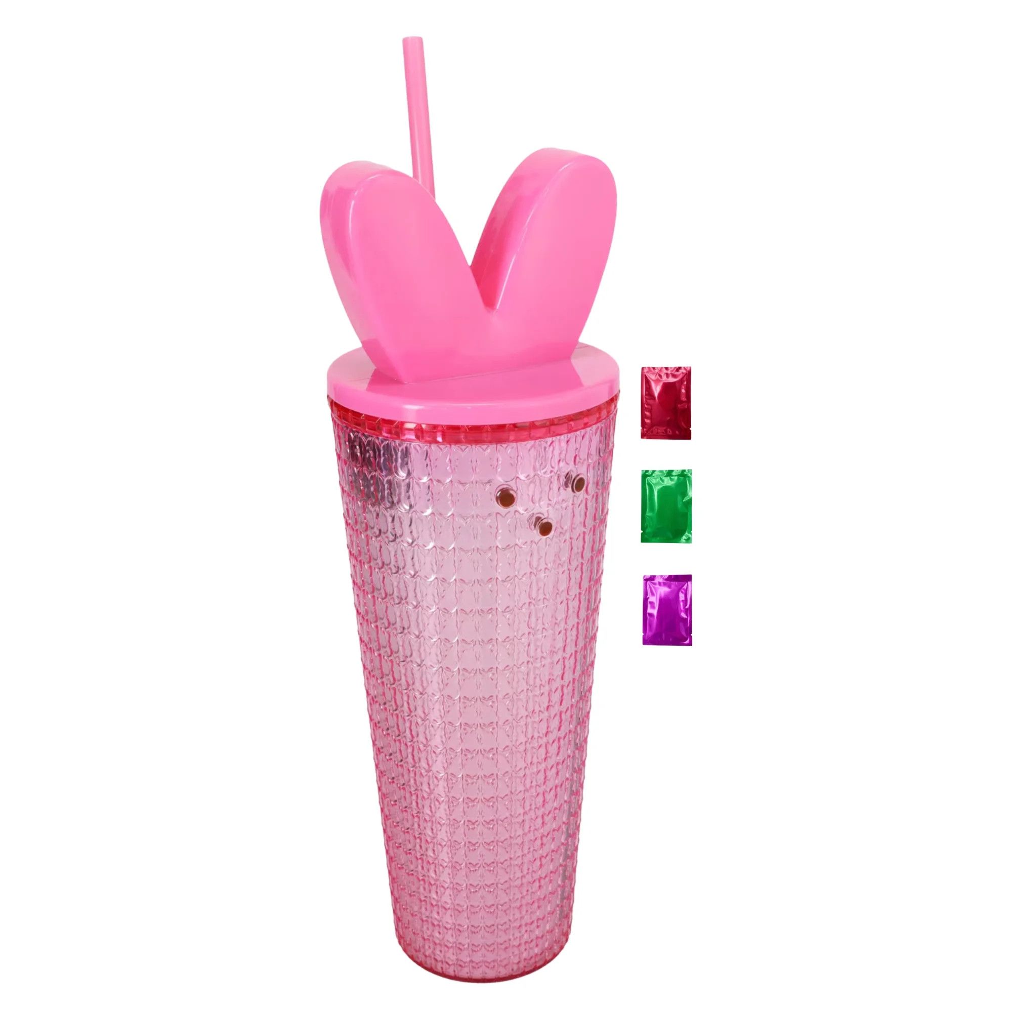 Pink Peeps Easter Bunny Plastic Tumblers with Lid and Straw 24.5 Oz, Geometric Patterned Double W... | Walmart (US)