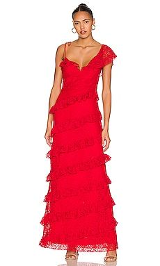 Tularosa Kristen Lace Gown in Cherry Red from Revolve.com | Revolve Clothing (Global)