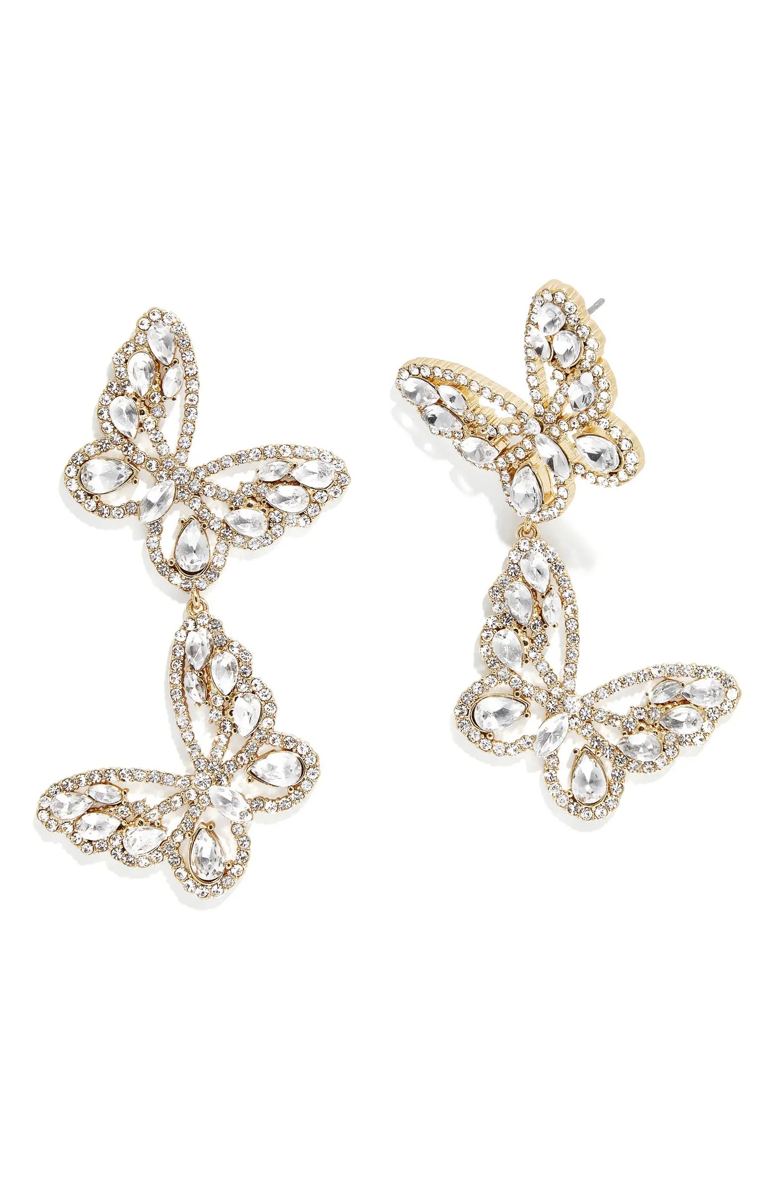 BaubleBar Crystal Butterfly Statement Drop Earrings | Nordstrom | Nordstrom