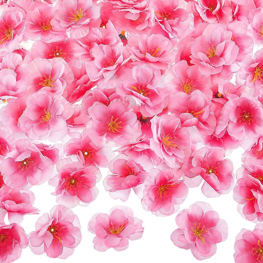 WILLBOND 150 Pieces Artificial Fake Silk Cherry Blossom Heads Cherry Blossom Petals for Dress DIY... | Amazon (US)