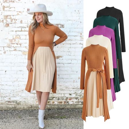 Pleated Sweater Dress available in so many stunning colors!!! 

#LTKSeasonal #LTKunder100 #LTKHoliday
