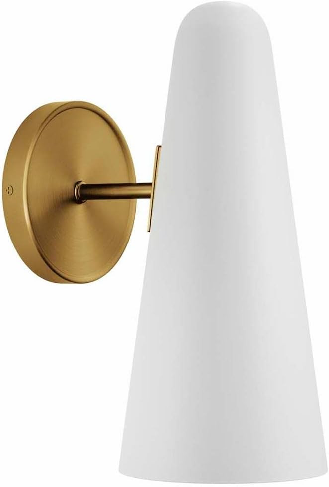 Modway Beacon 1-Light Wall Sconce in Opal Satin Brass,Brown, 7.5 x 5 x 11.5 | Amazon (US)