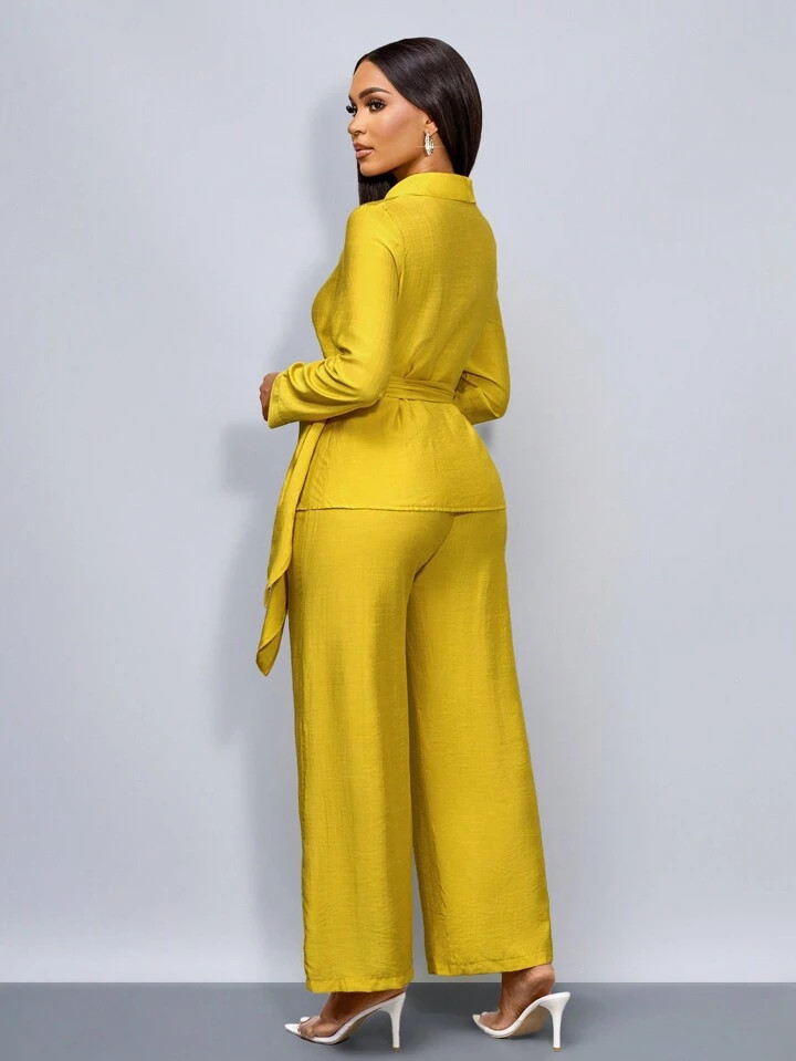 SOLERSUN Women's Winter Clothing Elegant Commuting Business New Year Party, Christmas Lemon Yello... | SHEIN