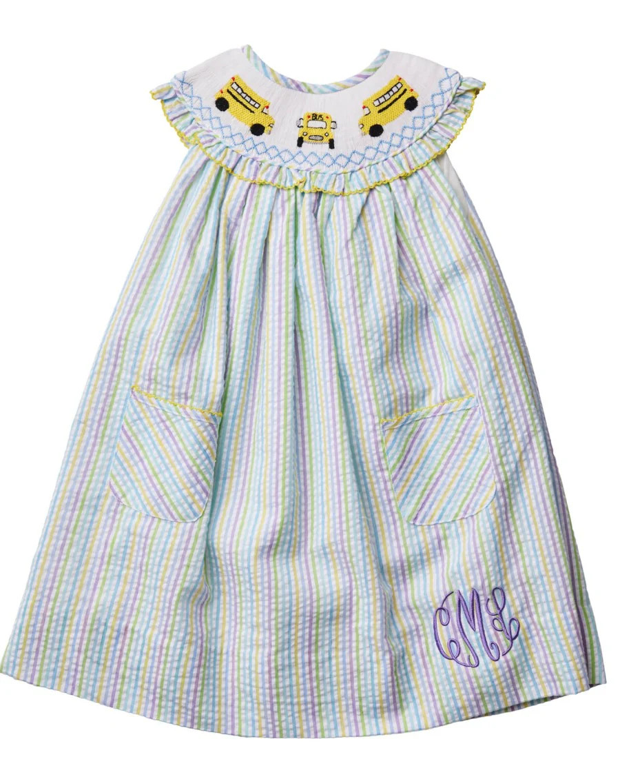 School Bus Smocked Dress | Smockingbird Kids