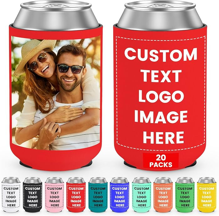 20 Pack Custom Can Coolers Bulk Insulated Neoprene Drink Bottle Sleeves | Amazon (US)