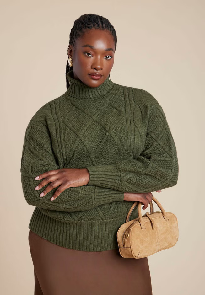 Cableknit Slouchy Sweater | Eloquii