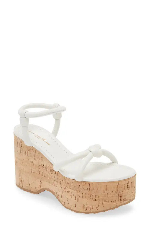 Gianvito Rossi Platform Wedge Sandal in Bianco at Nordstrom, Size 6.5Us | Nordstrom