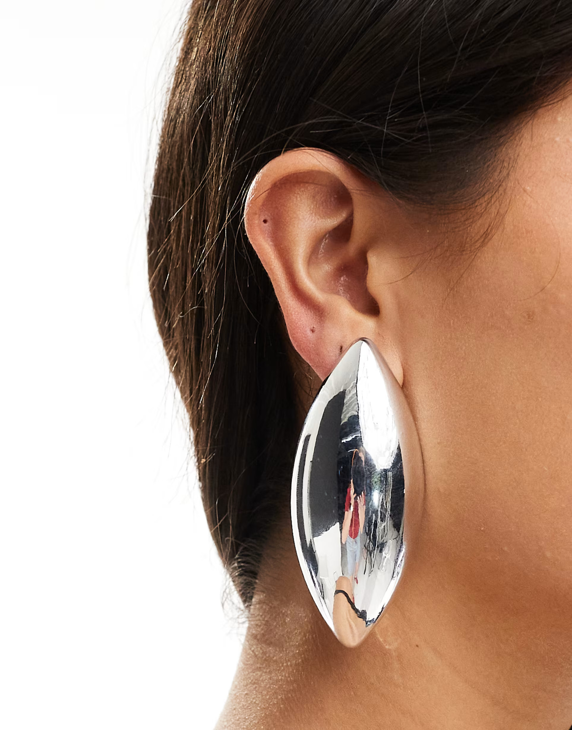 ASOS DESIGN oversized stud earrings with pointed teardrop detail in silver tone | ASOS (Global)