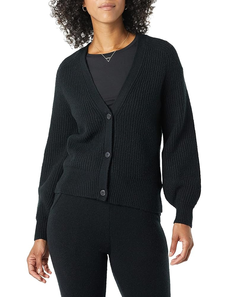 Amazon Essentials Women's Soft Touch Ribbed Blouson Cardigan | Amazon (US)