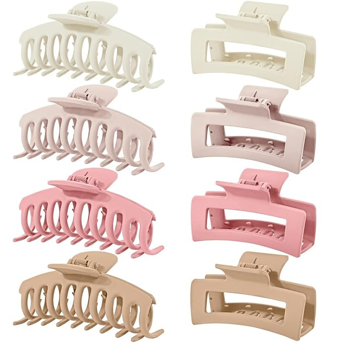 8 Pcs Hair Claw Clips, Strong Hold Hair Clips for Women Thick Hair, Matte Hair Claws for Thin Hai... | Amazon (US)
