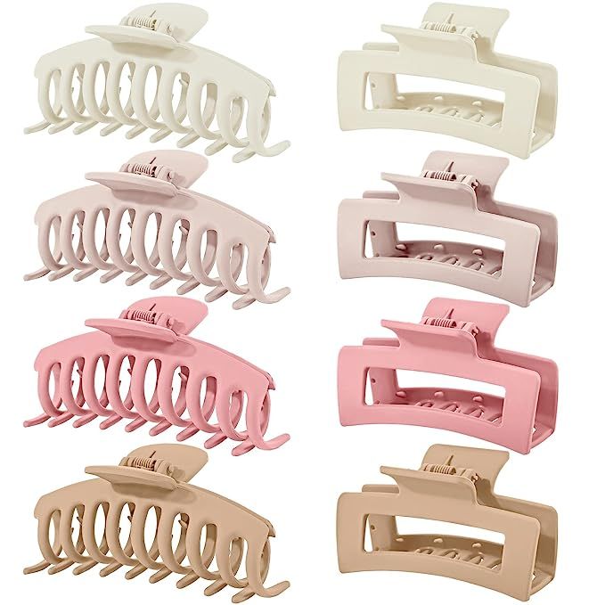 8 Pcs Hair Claw Clips, Strong Hold Hair Clips for Women Thick Hair, Matte Hair Claws for Thin Hai... | Amazon (US)