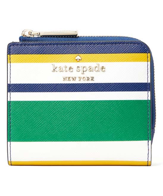 Kate Spade New York Women's Wallets Multi - Green & Navy Stripe Maritime Staci Leather L-Zip Bi-Fold | Zulily