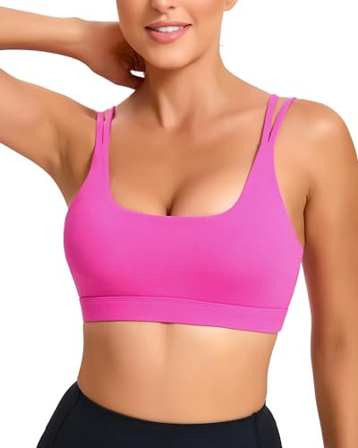 SONGSKY Sports Bra for Women, Strappy Running Pink Sports Bras High Support with Removable Cups(2994 Hot Pink XXL) | Amazon (US)