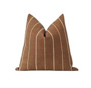 Fritz Tobacco Brown Rustic Woven Stripe Pillow | Land of Pillows