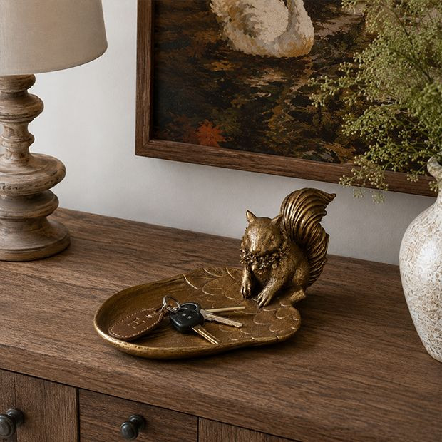 Autumn Harvest Acorn Squirrel Tray | Antique Farm House