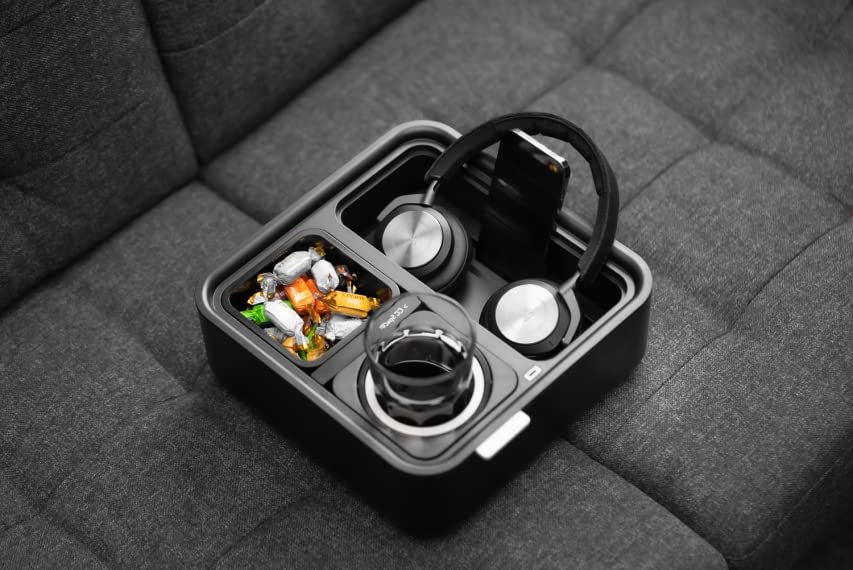 Couch Console Original Cup Holder Tray - Drinks & Snacks Sofa Caddy with Armrest, Table with Phon... | Amazon (US)
