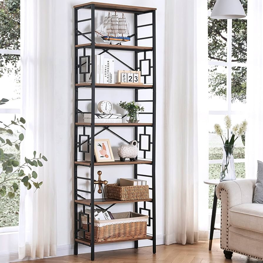 HOMISSUE Bookcase,7-Tier Tall Bookshelf Metal Bookcase and Bookshelves, Free Standing Storage Mod... | Amazon (US)