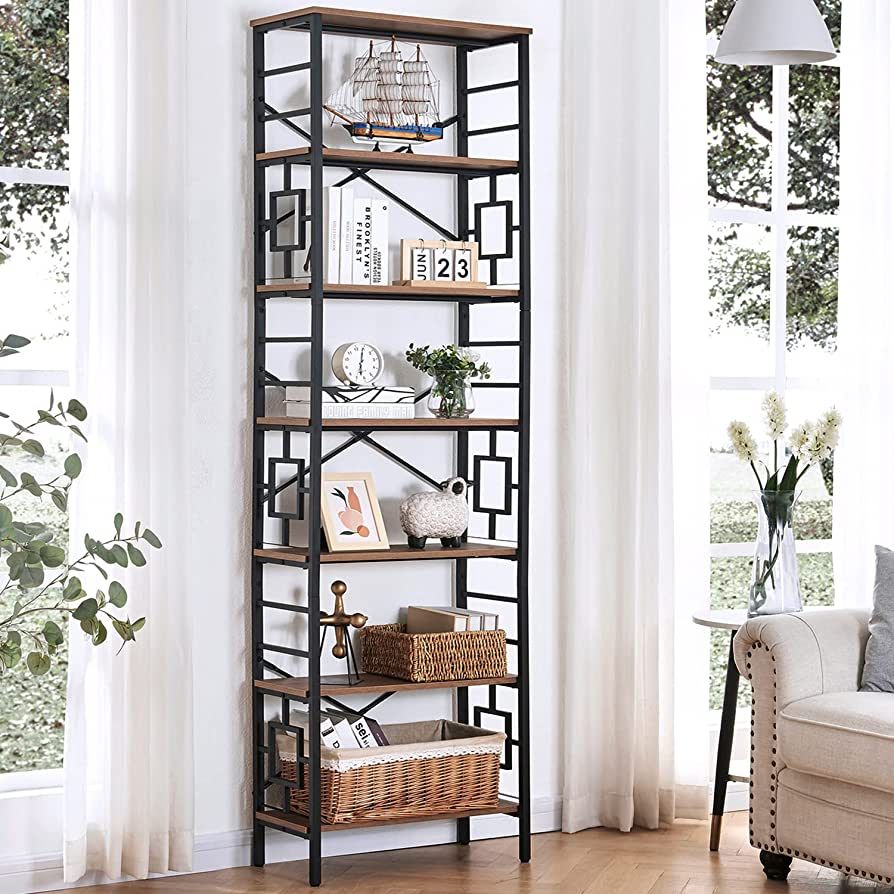 HOMISSUE Bookcase,7-Tier Tall Bookshelf Metal Bookcase and Bookshelves, Free Standing Storage Mod... | Amazon (US)