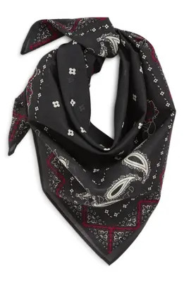 Open Edit Square Cotton Bandana in Black Paisley at Nordstrom | Nordstrom