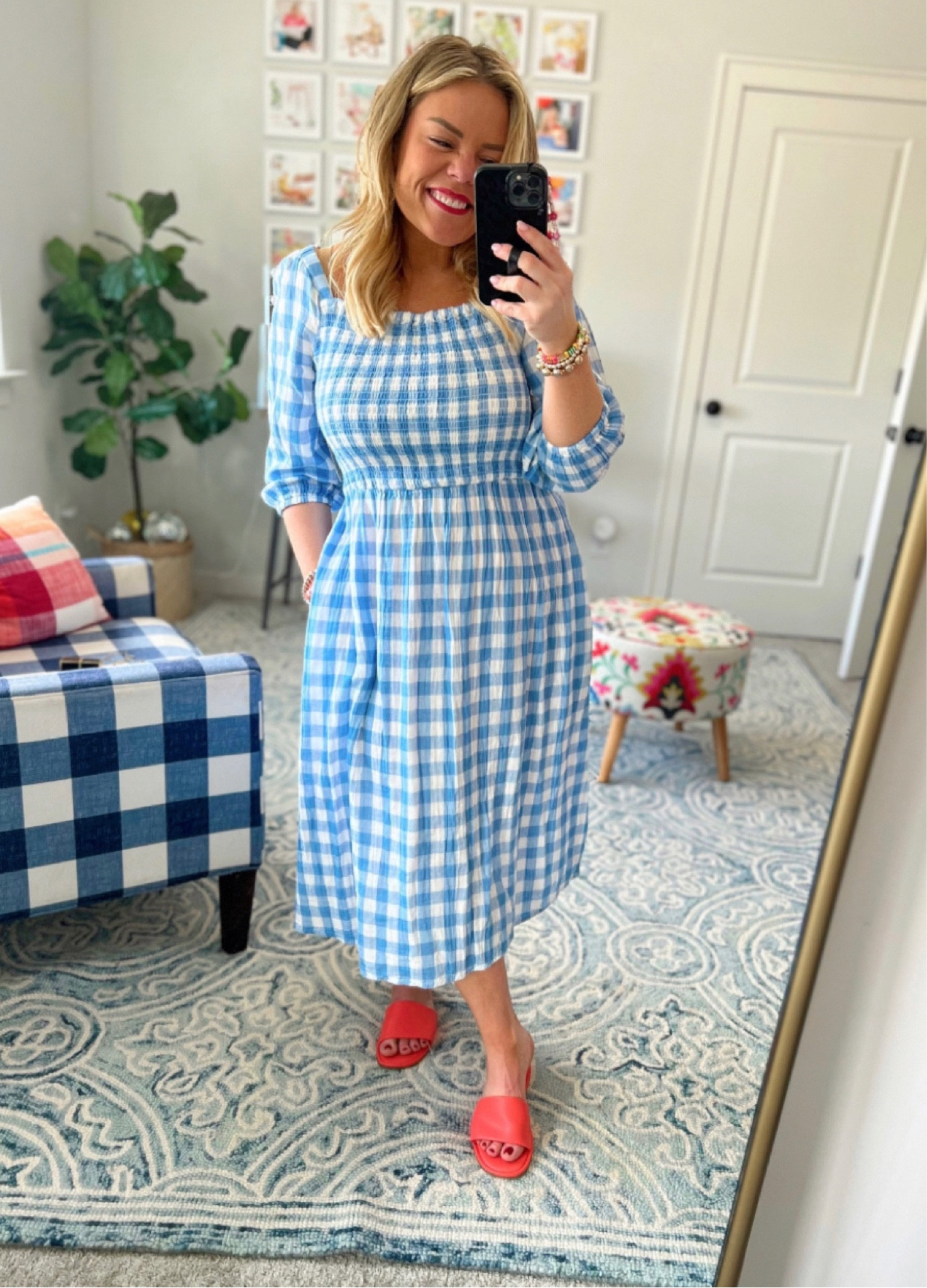 beach lunch lounge plaid dress Darlene Orange Plaid Dress by Hell Bunny – Modern Millie