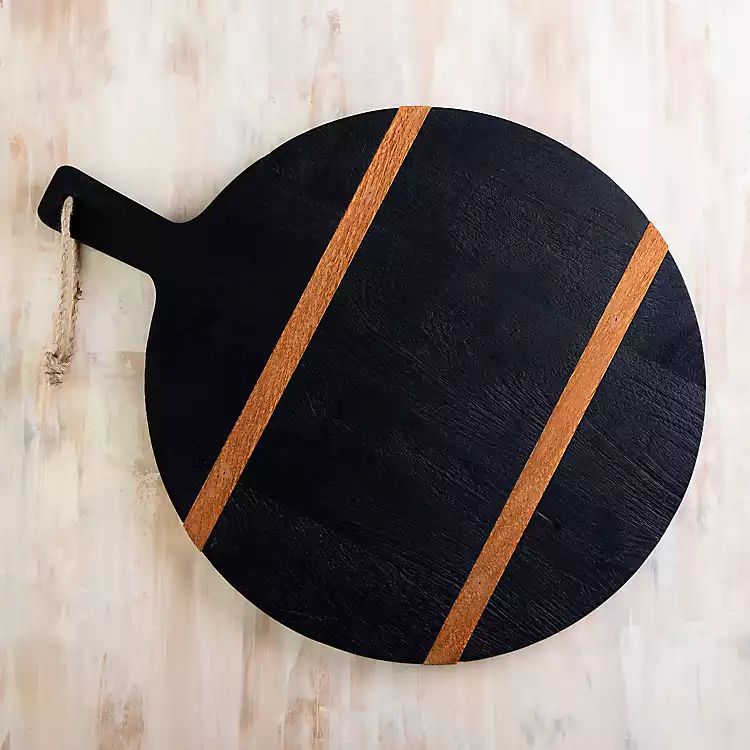 Black Wood Striped Round Cutting Board | Kirkland's Home