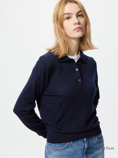 100% Merino Polo Jumper | UNIQLO (UK)
